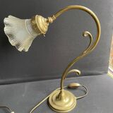 Lampe de table – Laiton doré et verre moulé