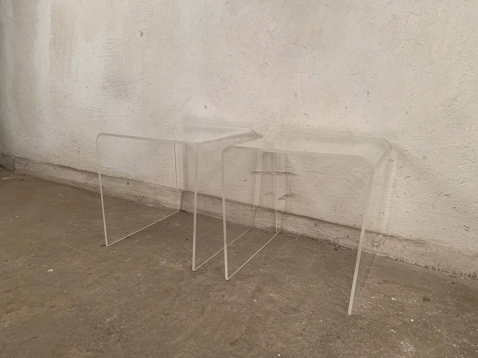 Vintage side tables in acrylic, 1970s, set of 2