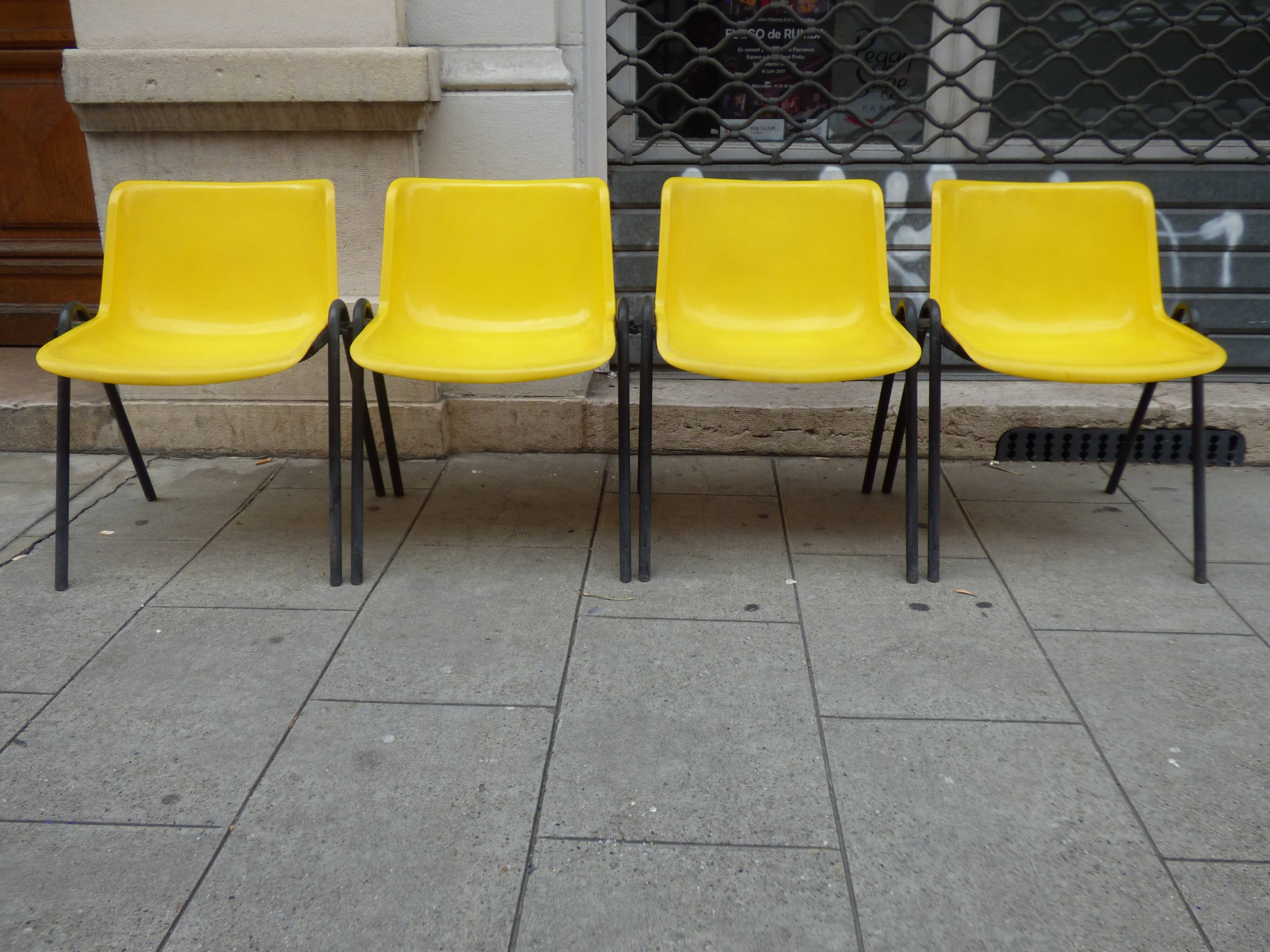 Set of 4 chairs 70s Osvaldo glass for Tecno