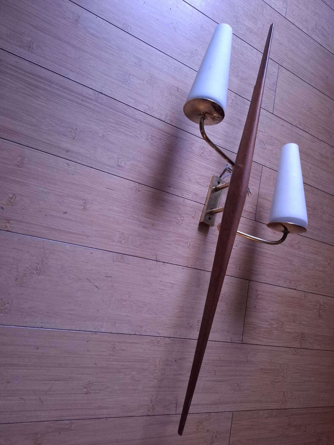 60's teak wall light from Maison Lunel
