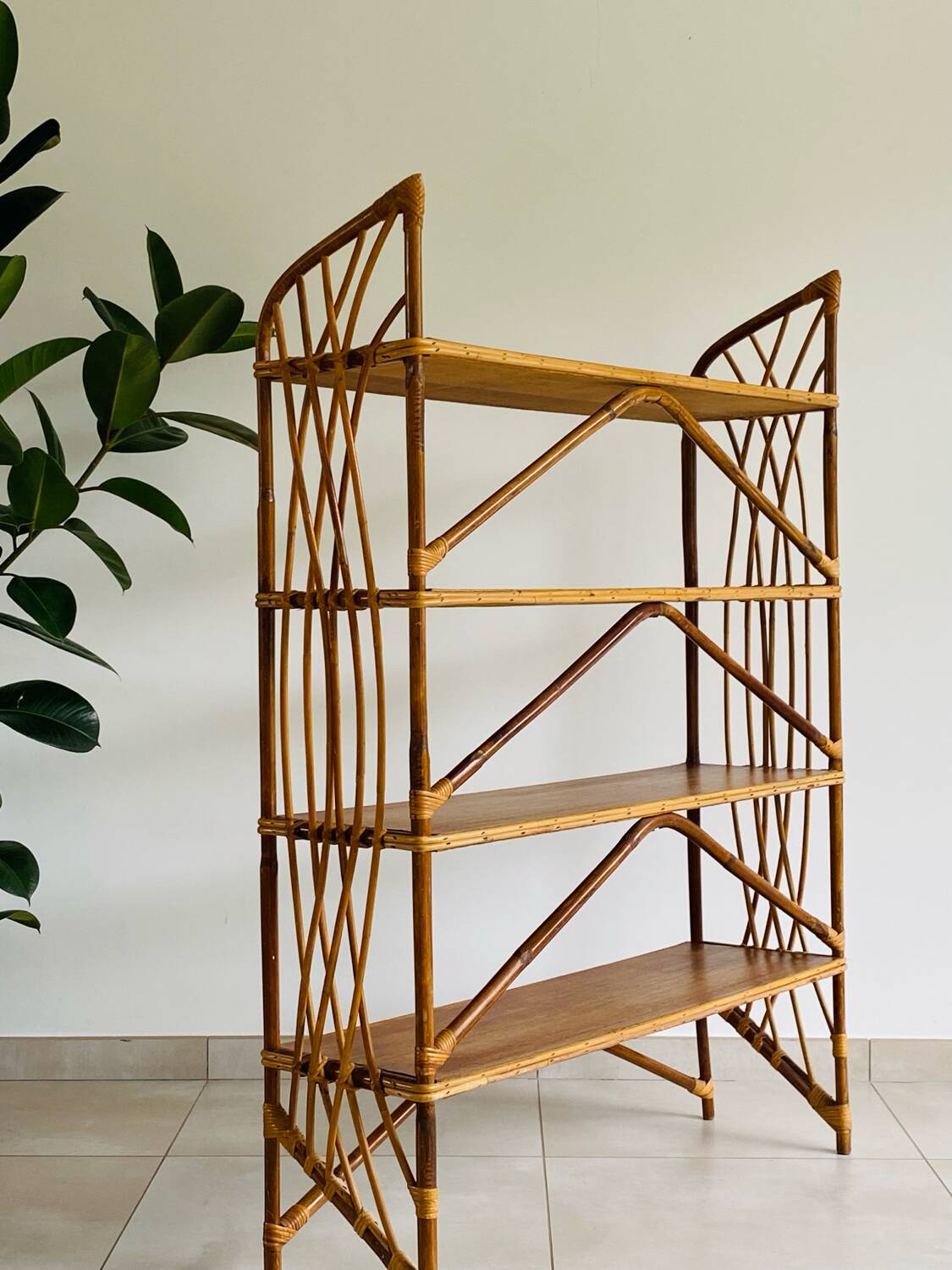 Vintage rattan shelf
