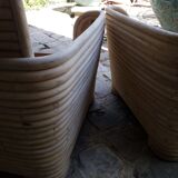 Pair of rattan armchairs