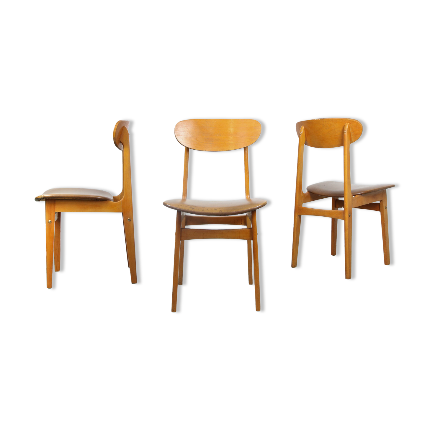 Vintage Italian Leatherette Dining Chairs, set of 3