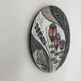 Ruscha Handarbeit ceramic floral wall plate , 1970s Germany