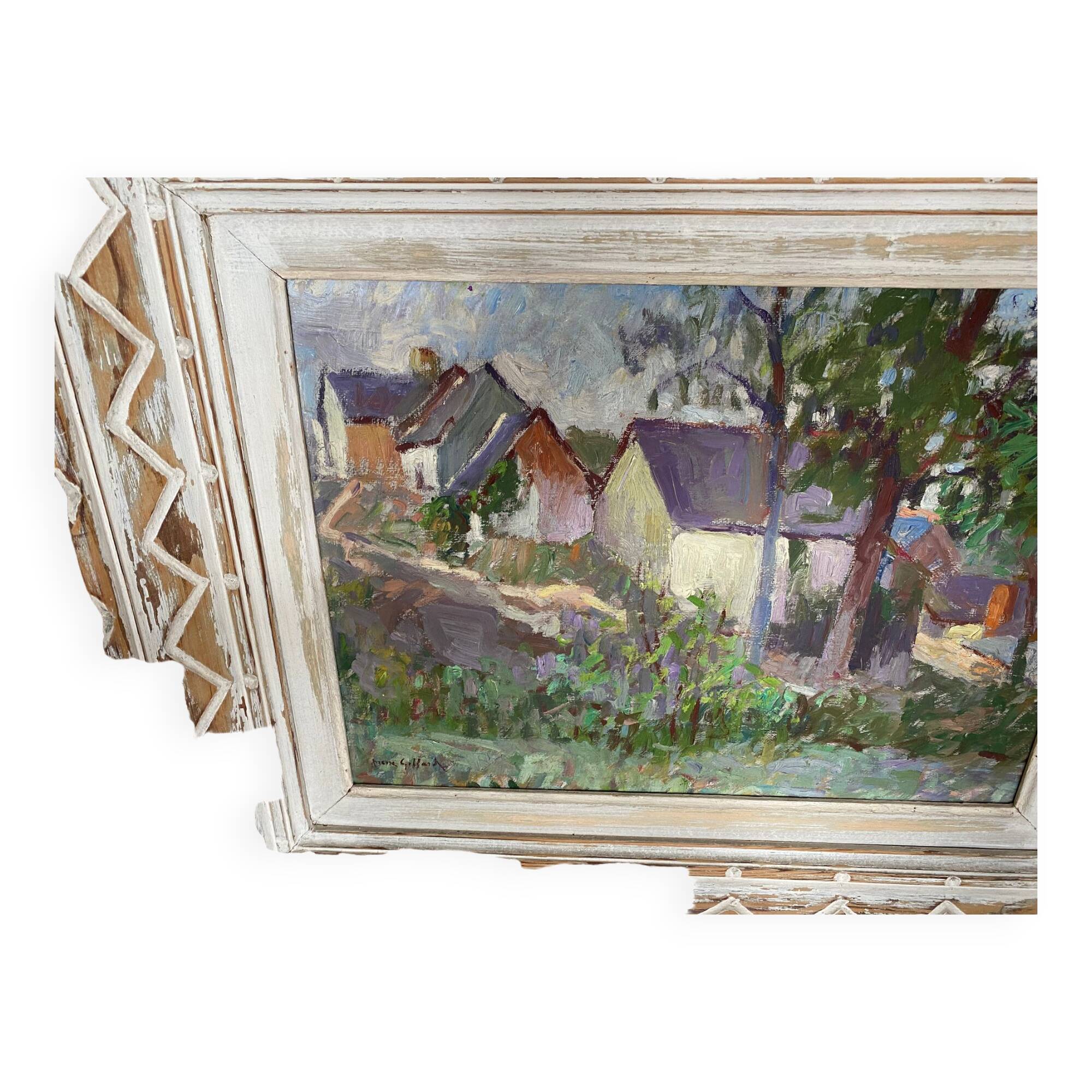 Old painting "Houses" by Pierre Giffart