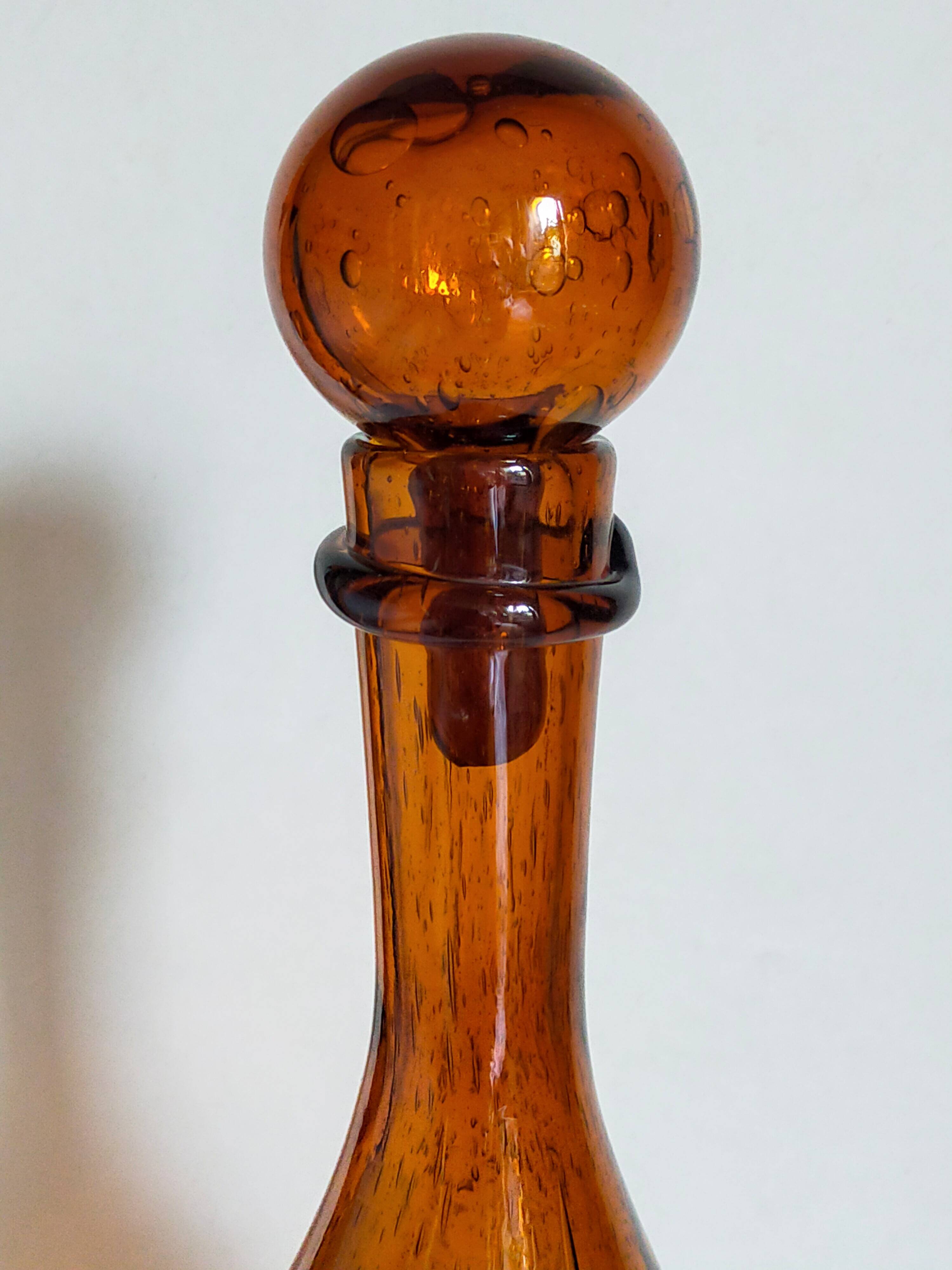 Three-sided blown glass carafe from Biot 1960s