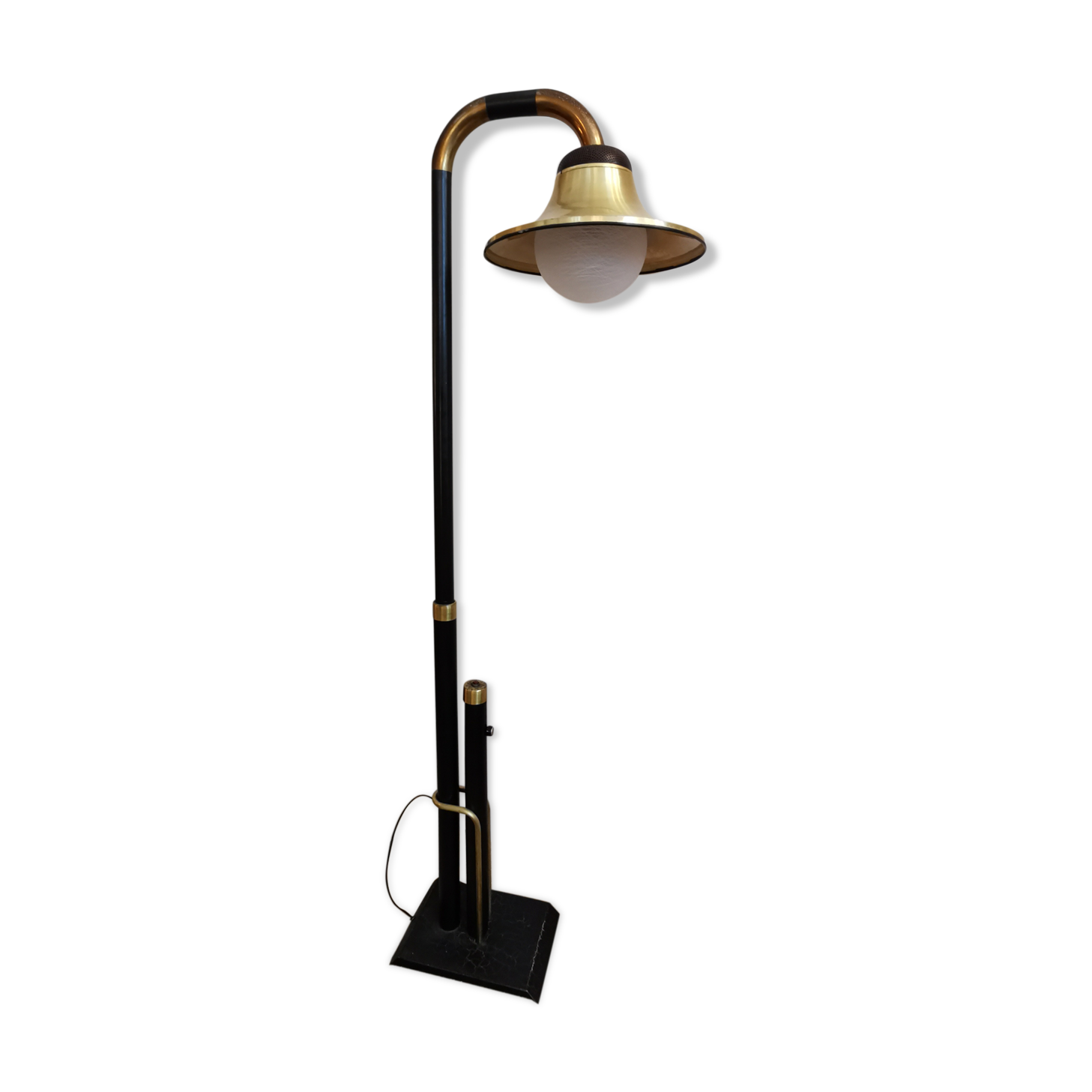 Black metal bell lamppost and 60s brass