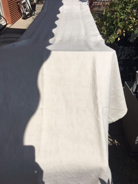 antique linen hand embroidered sheet with monogram and days