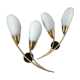 Pair of 60's gilded appliques 2 white conical lights