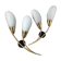 Pair of 60's gilded appliques 2 white conical lights