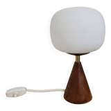 Small lamp in teak, opaline and brass year 60