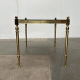 Mid-century Hollywood neoclassical brass and glass side tables or bedside tables from the 1950s, set of 2.