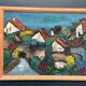 Original Swedish Oil on Panel – "Village Scene (Thick Impasto)" – Signed – Vintage and Framed