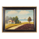 Tableau « La cabane au bord de la mer », design scandinave, années 1970