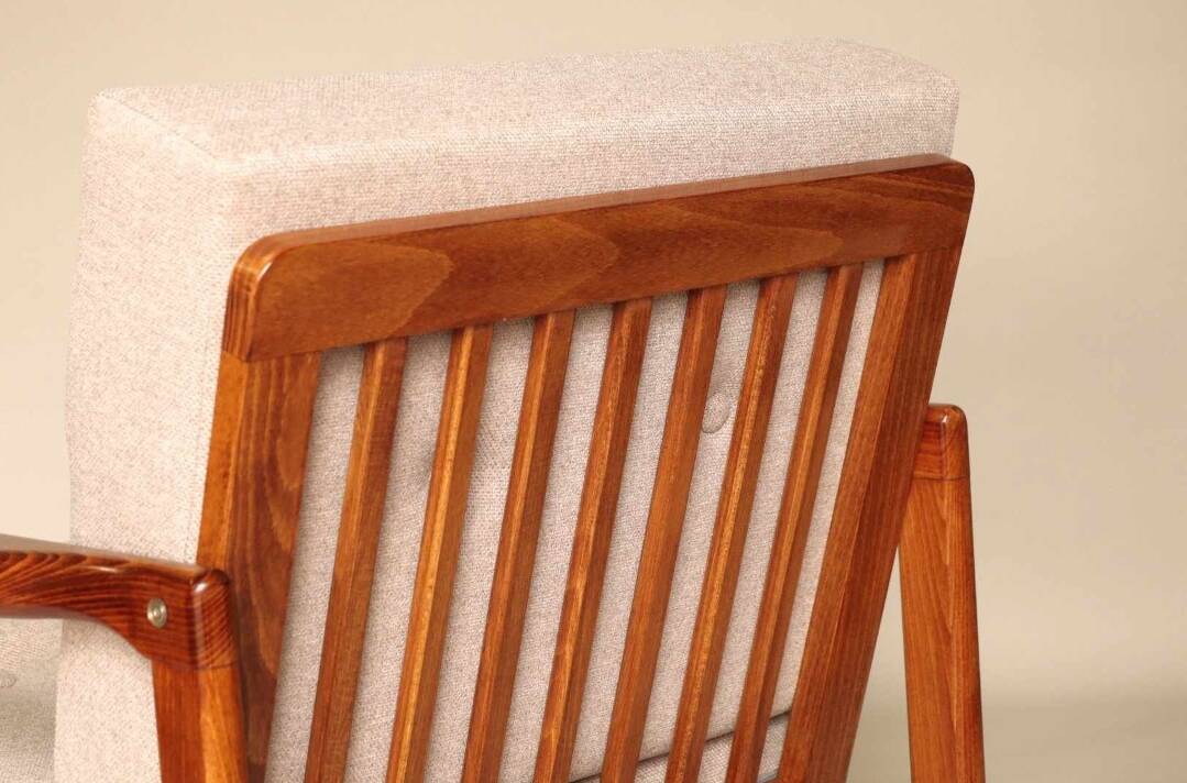 Vintage Armchair Beige Upholstery Scandinavian Design