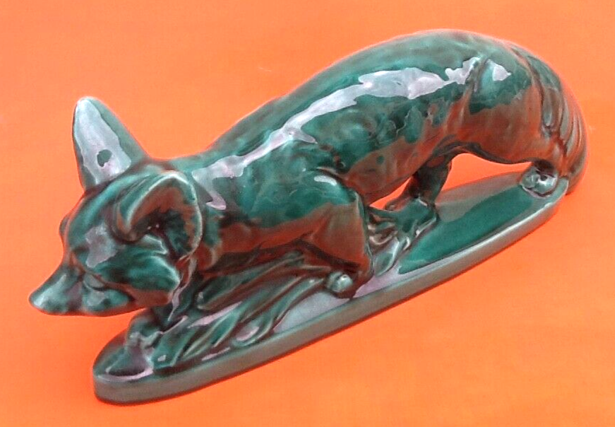 Art deco zoomorphic sculpture glazed ceramics n° 928 fox