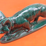 Art deco zoomorphic sculpture glazed ceramics n° 928 fox