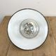 Industrial porcelain blue enamel pendant light with ribbed clear glass, 1970s