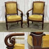Pair of 19th century mahogany armchairs with crossbars