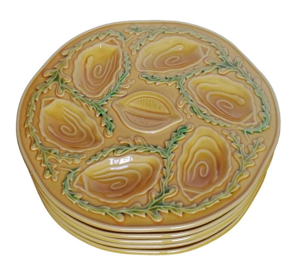 5 Orfinox majolica oyster plates