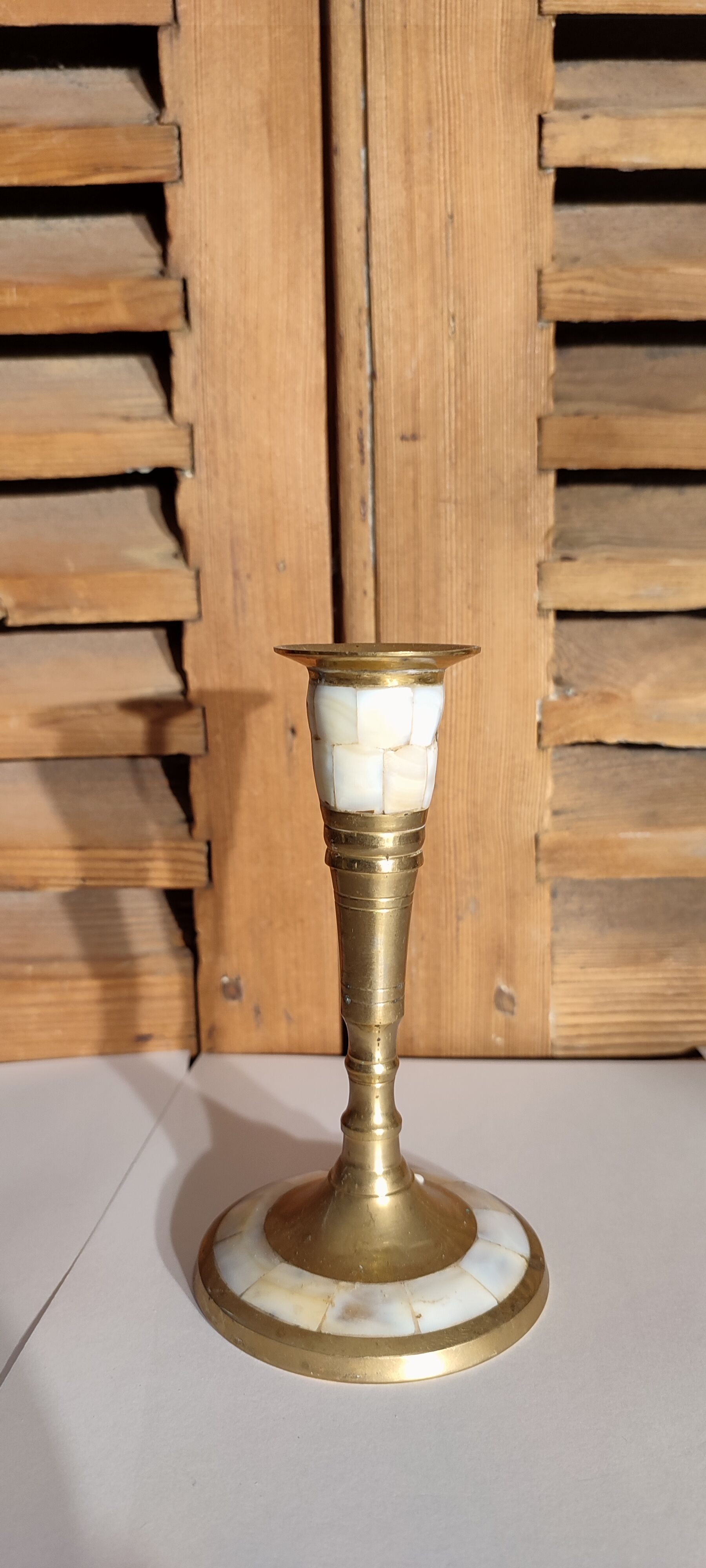Candlestick with mother-of-pearl