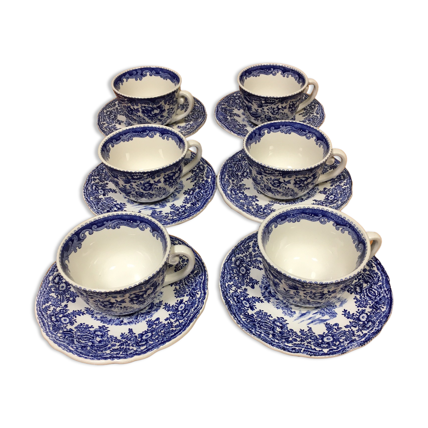 6 cups and under cups Blue Luneville KG