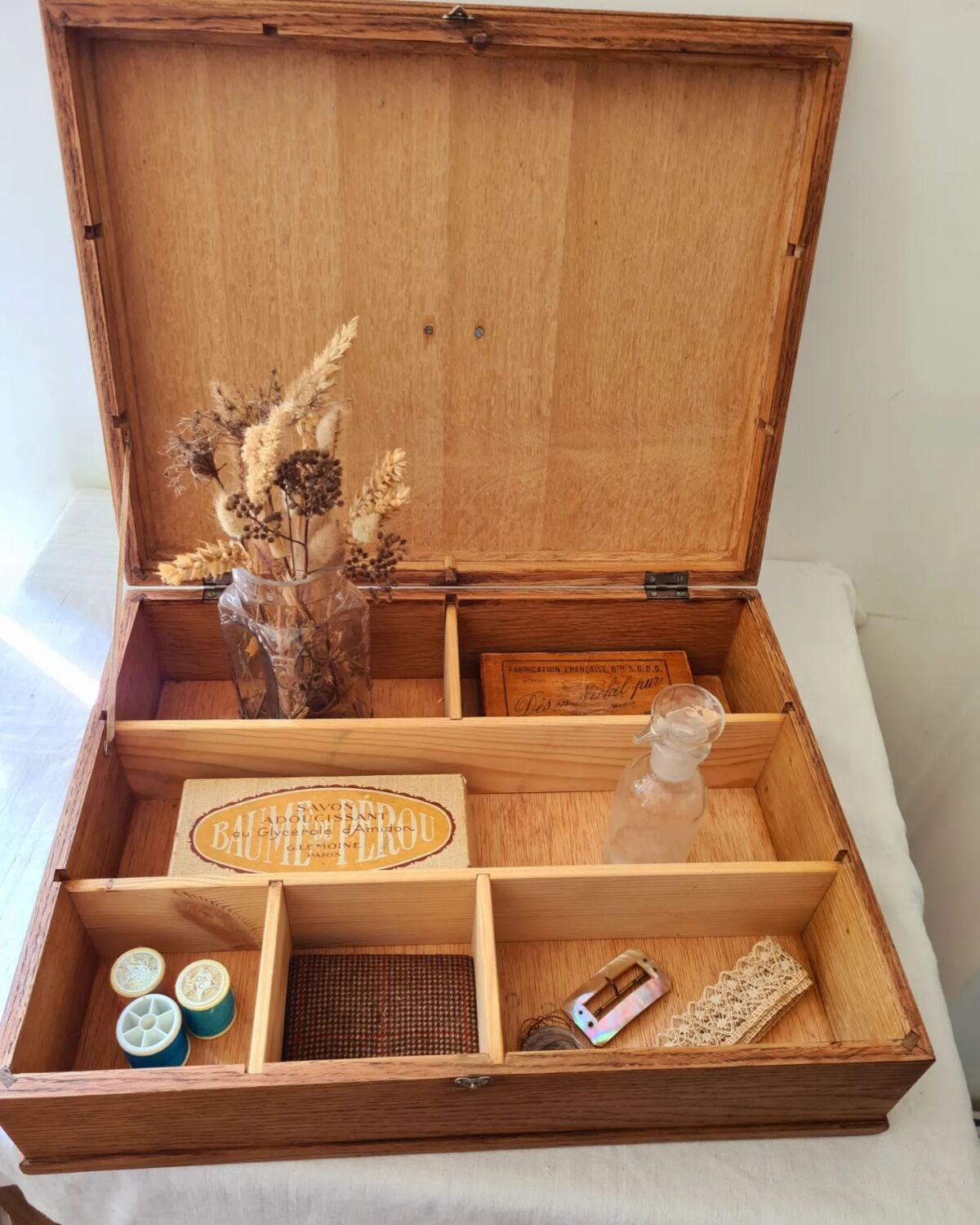 Old oak sewing box