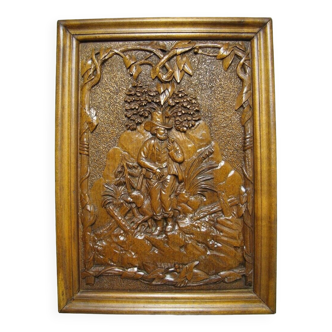 Bas relief in carved wood nineteenth