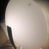 Circular frosted glass wall lamp and aluminum headband by Vetri Murano, vintage 70s-80s