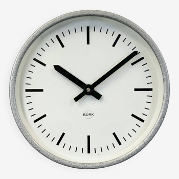 Grey Industrial Wall Clock from Burk, 1970s