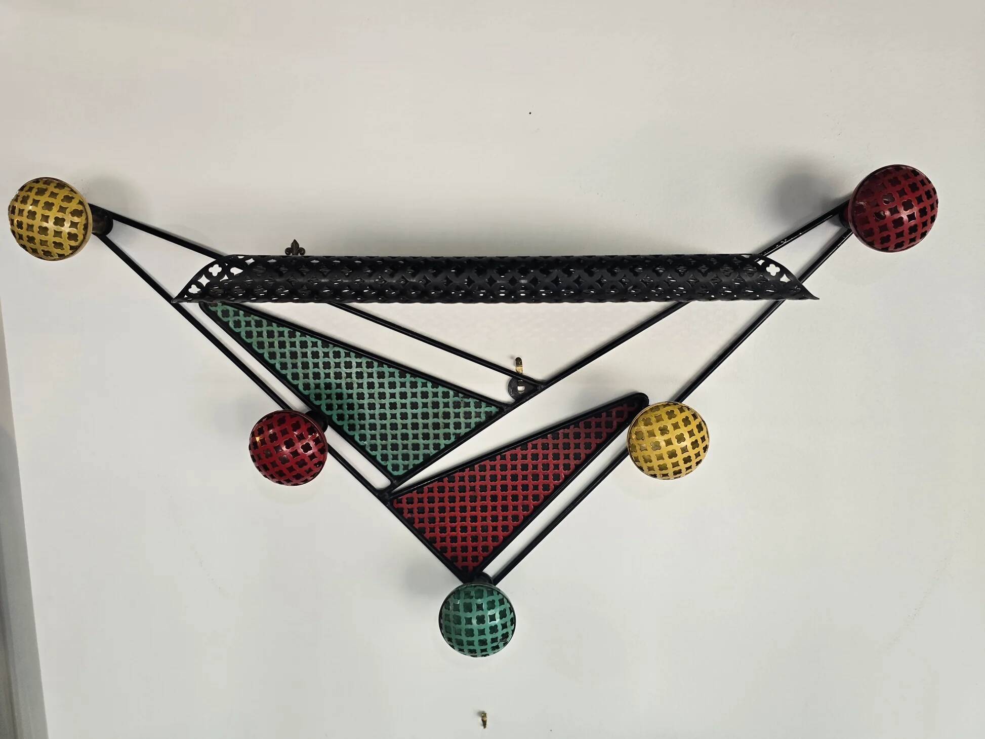 Wall-mounted coat rack attributed to Mathieu Matégot – France, 1950s