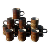 10 tasses à café en céramique / grès unique