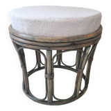 Rattan and terry fabric pouf