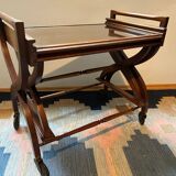 Teak service trolley with nesting table, mid-century modernism.