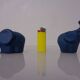 Mid-Century Blue Ceramic Elephants, Austria, Set of 2