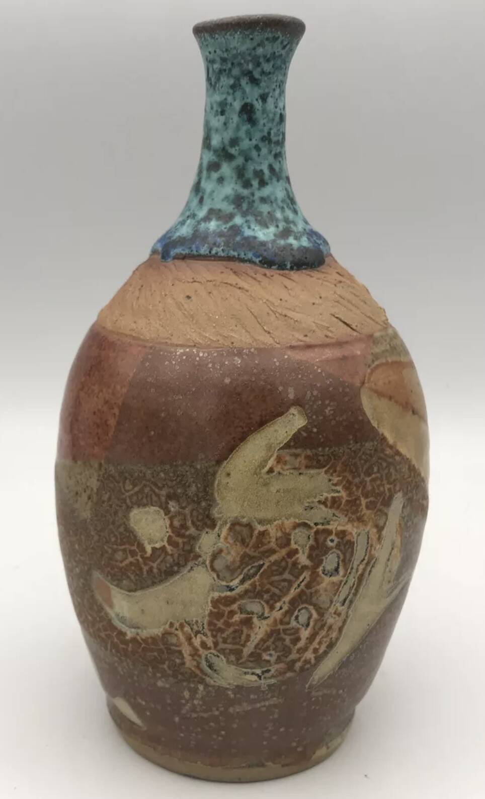 Stoneware vase with effect, unique piece signed by poteries des mostuéjouls