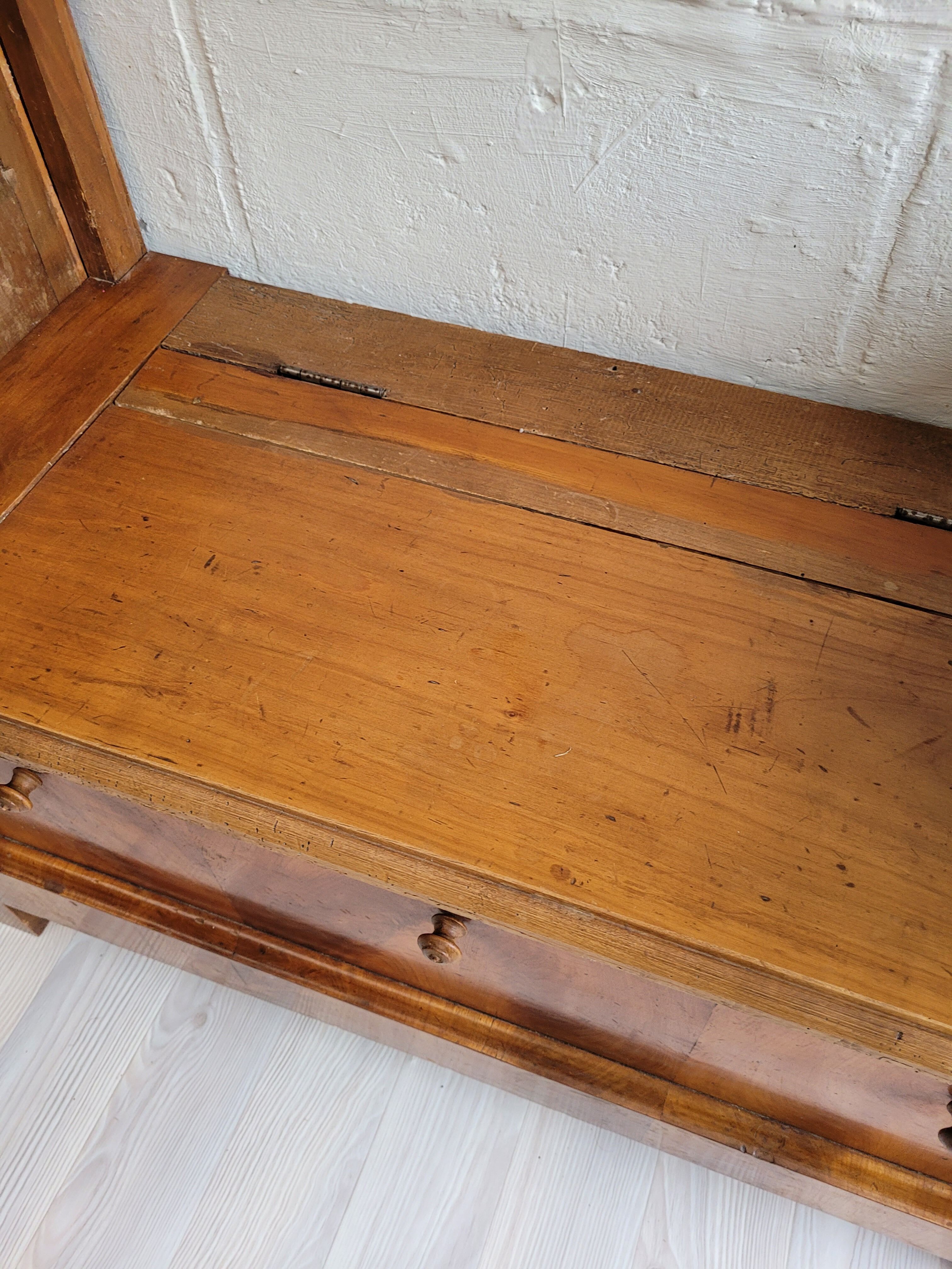 Antique wooden chest bench