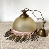 Pendant light in frosted glass and beads