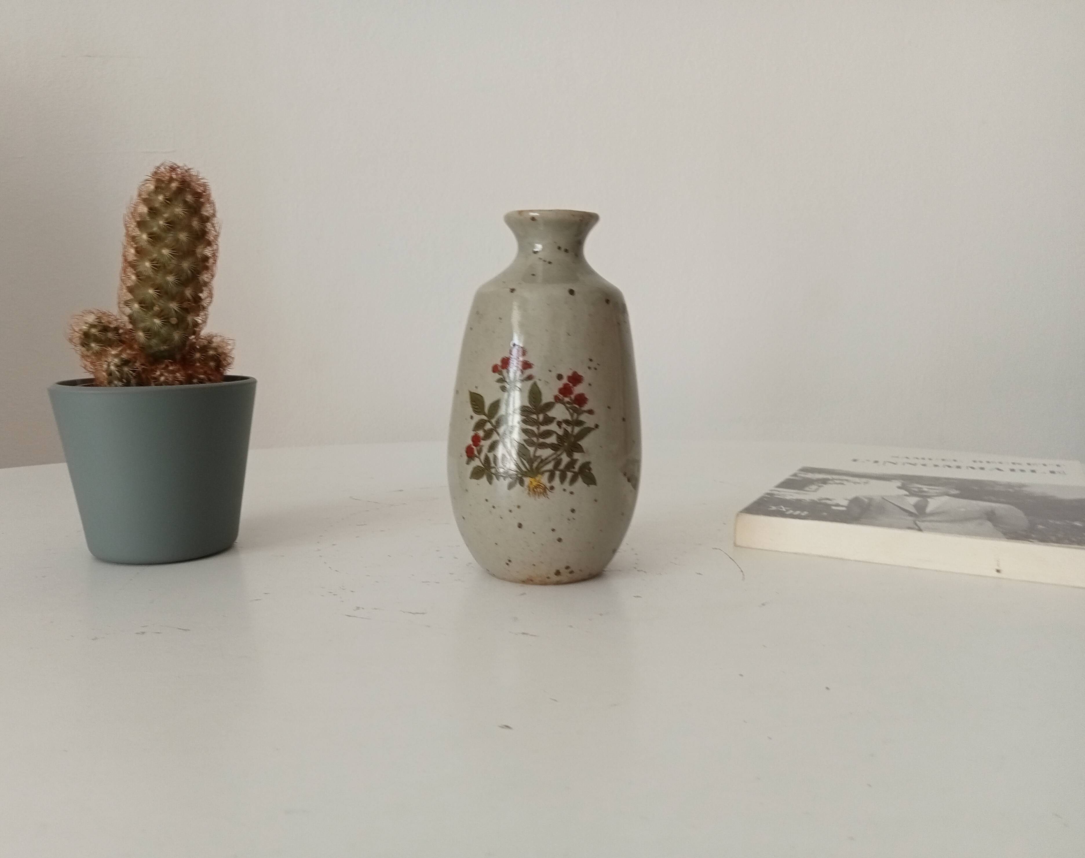 Petit vase vintage japonais en grès moucheté