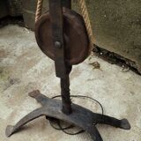 Brutalist floor lamp in wrought iron and glass paste