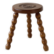 Tabouret tripode ancien, bois tourné