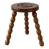 Antique tripod stool, turned wood