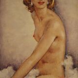 French signed nude painting 60's