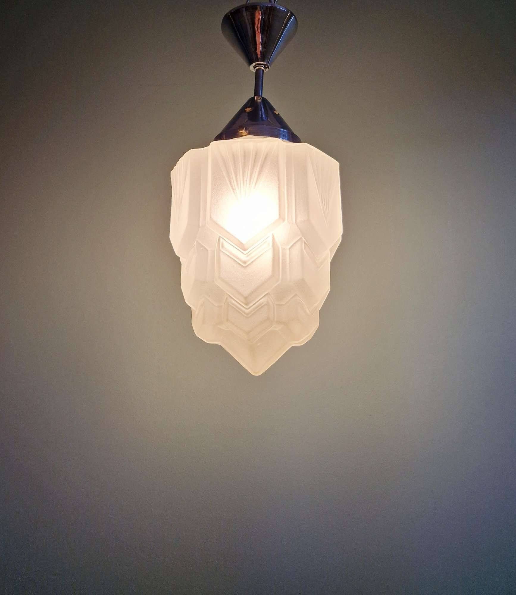 Art Deco suspended glass skyscraper, 1920s-30s.