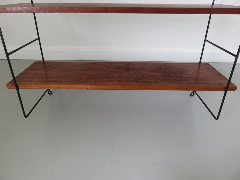 Scandinavian wall shelf modular wood and metal years 60 70