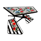 Vintage ceramic coffee table by Vallauris – floral and flat top