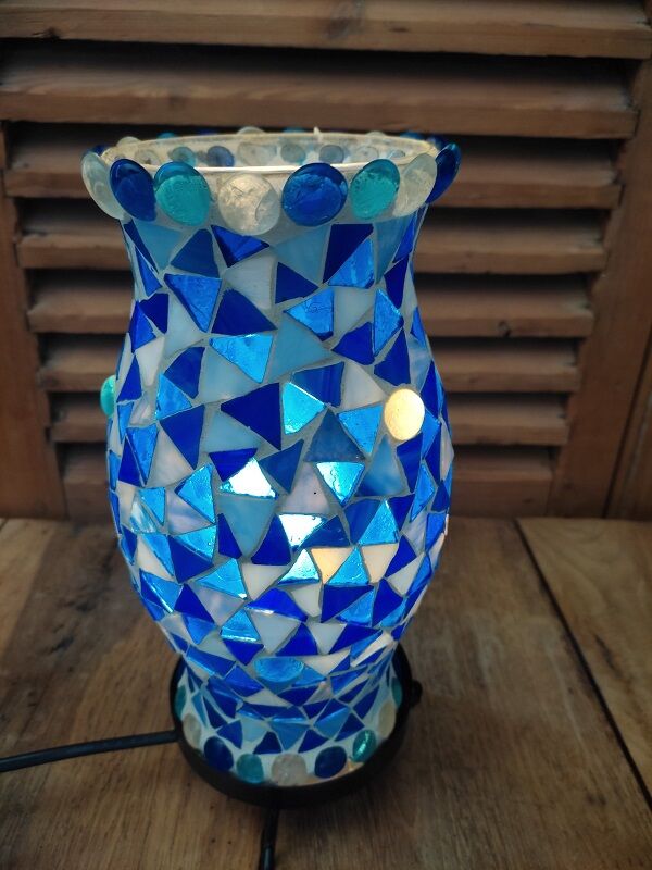 Blue mosaic glass lamp night light dp 0422042