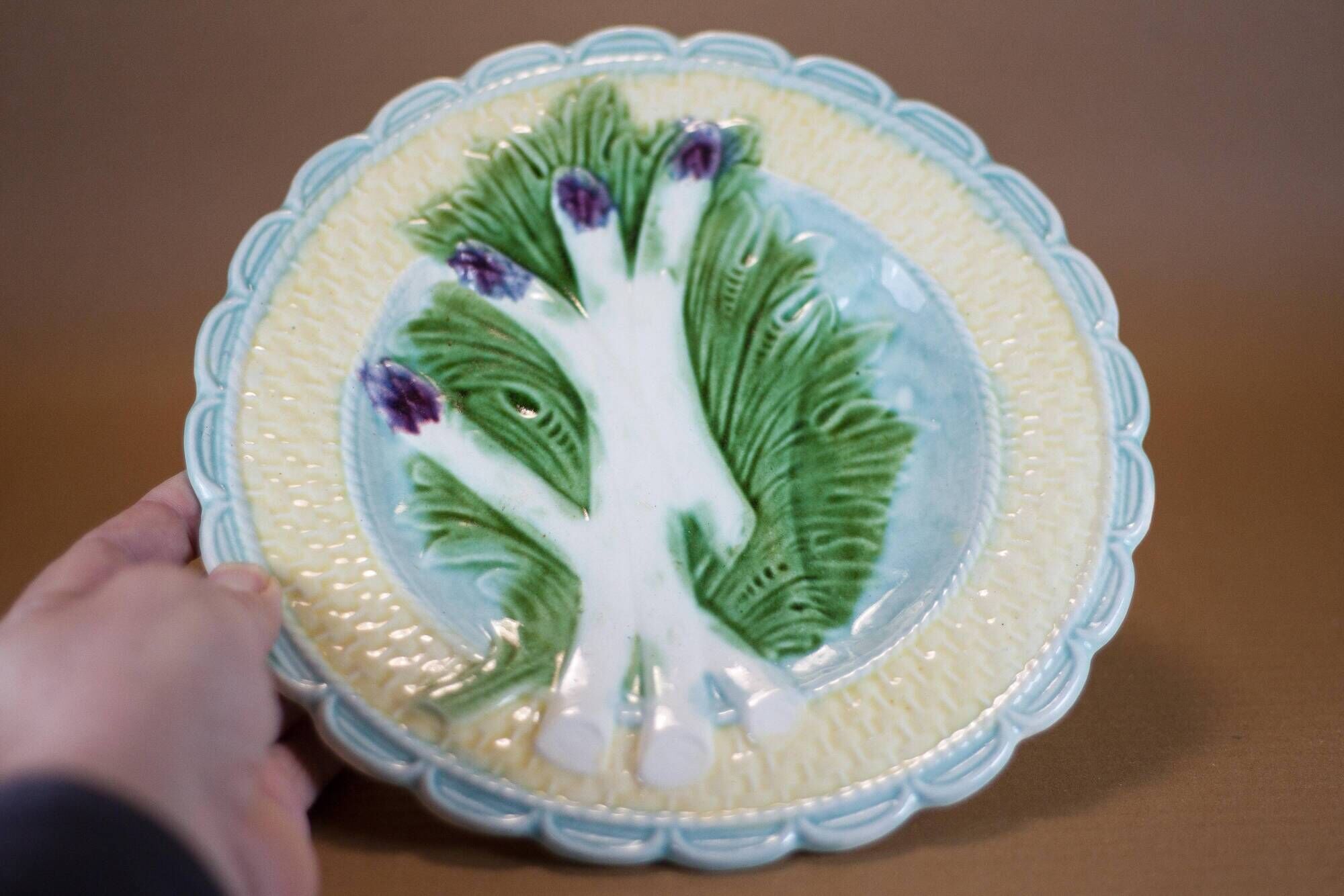 Old asparagus plate X 5, French slushie plate Salins-les-bains