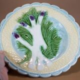 Ancienne assiette à asperges X 5, Assiette barbotine Française Salins-les-bains
