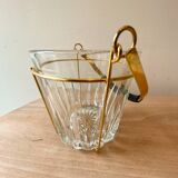 Vintage glass and gold metal ice bucket